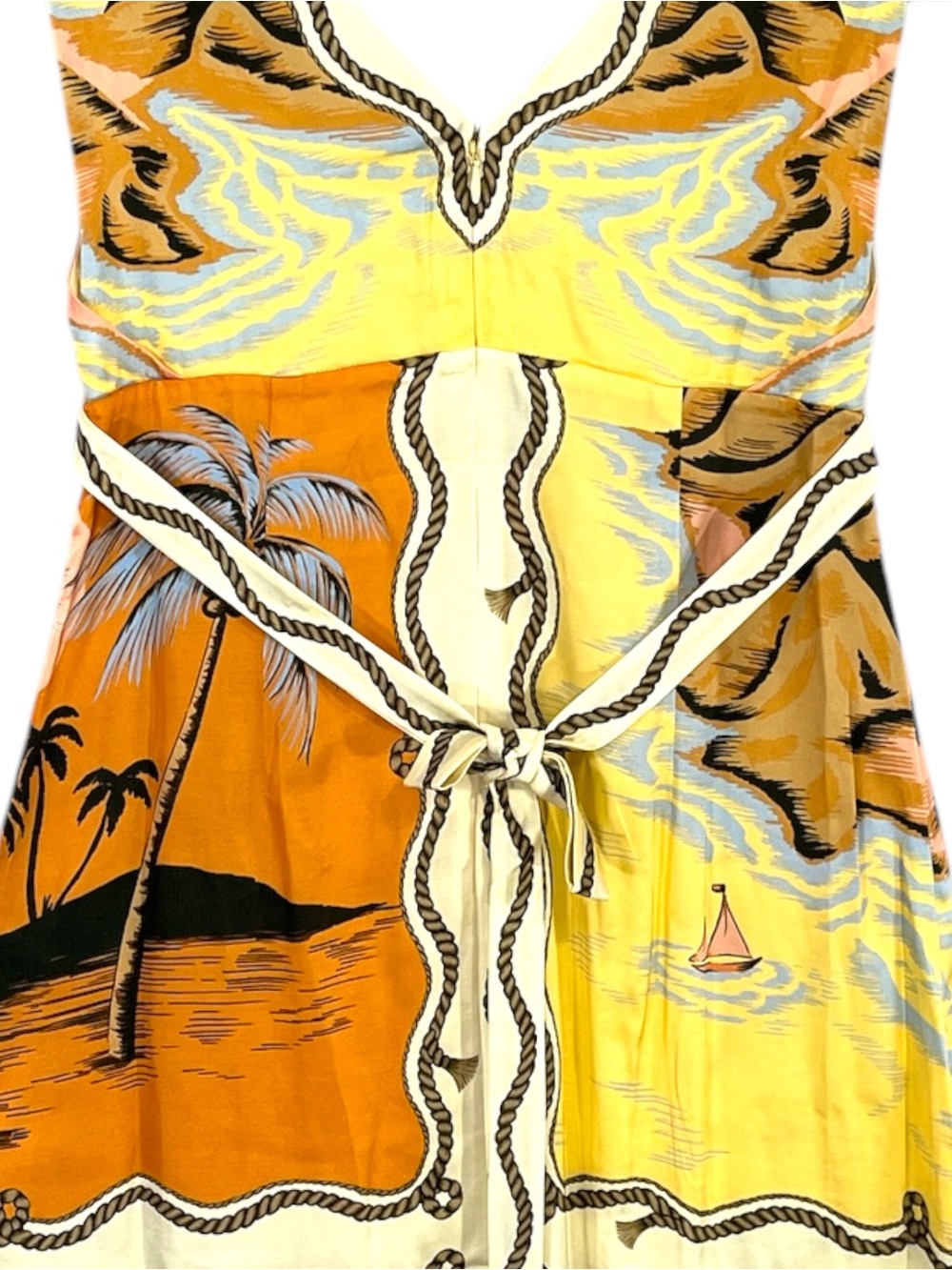 NWT Farm Rio Multicolor Rio Souvenir Scarves Satin Midi Dress Size Small - Picture 14 of 15